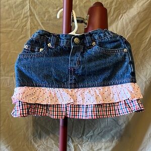Denim and Pink 4th of July Ruffle Skort for Kids